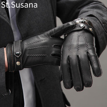St. Susana 2018 мужские перчатки из натуральной овечьей кожи Модные мужские теплые перчатки осень-зима перчатки с сенсорным экраном перчатки для вождения 2024 - купить недорого