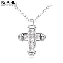 BeBella-collar con colgante de Cruz para mujer y niña, collar con cristales de Swarovski, joya de moda para enamorados, regalo de Navidad 2024 - compra barato