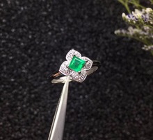 Anéis femininos com flores de esmeralda natural, joias finas de prata esterlina 925, 4*4mm * 1 peça de pedras preciosas com caixa de veludo certificado fjarreda 2024 - compre barato