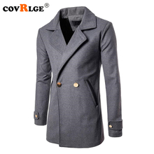Covrlge Men Trench Coat Solid Long Mens Woolen Jacket Winter Fashion Windbreaker Korean Clothing Brands Overcoat  MWF007 2024 - buy cheap