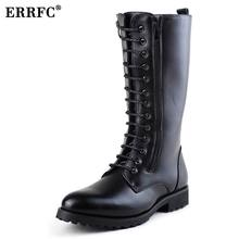 ERRFC Hot Selling Mens Black Fashion Boots New Double Zip Lace Up Cowboy Motorcycle Knee High Trending Leisure Shoes Size 38-44 2024 - buy cheap