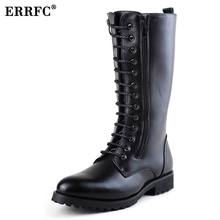 ERRFC-botas negras de moda con cordones para hombres, zapatos de Cowboy hasta la rodilla, con doble cremallera, talla 38-44, Venta caliente para hombres 2024 - compra barato