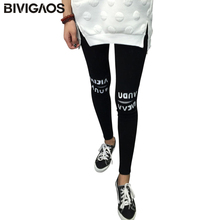 2018 primavera roupas femininas nova coreano casual algodão leggings no joelho letras abertura leggings calças femininas 2024 - compre barato