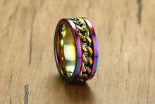Stainless Steel Multicolor Rings For Men Classic Rotating Ring Men Chain Fashion Party Jewelry Wholesale 2024 - compra barato