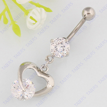 Zircon Heart With belly button ring body piercing jewelry navel ring Retail belly bar Nickel-free 2024 - buy cheap