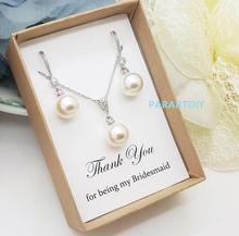 personalize any text wedding bridesmaid proposal gifts elegant pearl necklace dangles earrings sets custom birthday jewelry gift 2024 - buy cheap