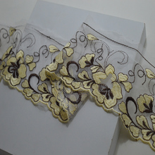 9cm somelace (2yds/lot)transparent gauze yellow floral embroidery Venise Venice Lace Trim Applique Sewing Craft2018091505 2024 - buy cheap