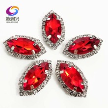 Free shipping Red eye shape Top grade Glass Crystal buckle,Sliver bottom sew on loose rhinestones,Diy wedding decoration SWHEK07 2024 - buy cheap