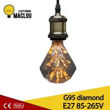 MACLOU лампада Винтаж Edison ЛАМПЫ G95 diamond E27 85-265 В Винтаж светодиодные лампочки накаливания Ретро энергосбережения лампа заменить лампу 2024 - купить недорого
