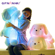 50/80cm brillante luz LED mintiendo juguete de peluche de perro de peluche suave colorido luminoso de perro almohada de los niños, regalo de Navidad 2024 - compra barato