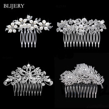 BLIJERY Elegant Pearls Crystal Wedding Hair Accessories Floral Bridal Hair Combs Women Party Wedding Hair Jewelry Brides Tiara 2024 - buy cheap