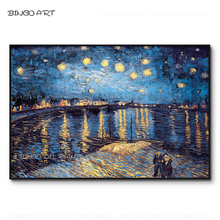 Top Artist Reproduce High Quality Van Gogh Starry Night Rhone River Scenery Oil Painting Hand-painted Starry Night Oil Painting 2024 - buy cheap