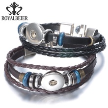RoyalBeier 10pcs/lot Genuine Leather Snap Bracelet 20mm Fit 18mm Snap Button Charms 20mm Snap Bracelet Snap Jewelry SZ0057 2024 - buy cheap