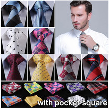 Check 3.4" 100%Silk Wedding Jacquard Woven Men Tie Necktie Pocket Square Handkerchief Set Suit ECD 2024 - buy cheap