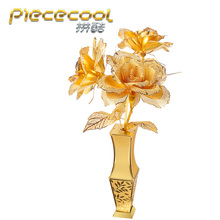 MMZ MODEL Piececool 3D metal puzzle Golden Rose Assembly metal Model kit DIY 3D Laser Cut Model puzzle toys gift for girls 2024 - buy cheap