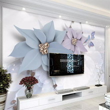 Beibehang-papel tapiz personalizado 3d, mural moderno minimalista en relieve, joyería suave, flores, sala de estar, Fondo de TV, mural de papel de pared 2024 - compra barato