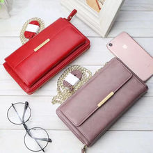 2019 New Fashion Women Leather Purse Plaid Wallets Long Ladies Wallet 6 Color Clutch Holder Coin Bag Multi-function Wallet 2024 - buy cheap
