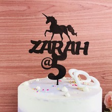 Happy Birthday Cake Topper personalizado, nome e idade Bolo Topper Personalizado Unicórnio, das Crianças Festa de Aniversário Decoração Suprimentos 2024 - compre barato