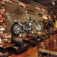 Papel tapiz fotográfico 3D personalizado, decoración de fondo de pared de ladrillo nostálgico de motocicleta Vintage para sala de estar, Bar, murales de pared KTV 2024 - compra barato