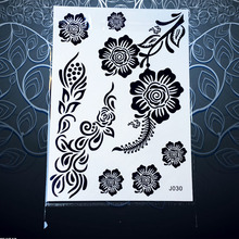 Tatuagem temporária feminina 1 peça, arte corporal para mulheres, tinta preta, flor de henna, design à prova d'água, tatuagem para braço, ombro, pasta de papel pbj030 2024 - compre barato