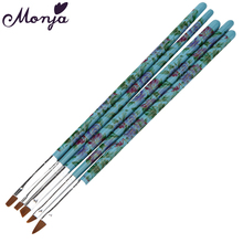 Monja 5pcs/set Nail Art Acrylic Gel Liquid Power Brush Flower Design Painting Drawing Brush Pen Manicure Tools 2024 - buy cheap