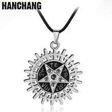 Men's Fashion Jewelry Superntural Five-star Sun Evil Force gear Pendant Necklace Leather Rope Necklace 2024 - buy cheap