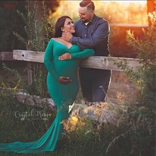Vestidos de maternidad de algodón para mujer, accesorios de fotografía de maternidad, vestido largo Maxi Sexy con cuello en V para embarazo 2024 - compra barato