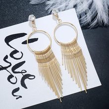 USTAR New Metal Tassel Earrings for Women fringed Crystal Dangle drop Earrings female 2018 Fashion Jewelry hanging Oorbellen 2024 - buy cheap