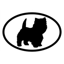 Adesivo decorativo de janela de animal west highland terrier, adesivo oval de 15.2*10.2cm para carro 2024 - compre barato