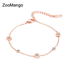 ZooMango Trendy Rose Gold Love Roman Numeral Anklets For Women Titanium Steel Foot Link Chain Anklet Female Jewelry ZA19022 2024 - buy cheap
