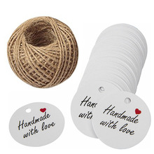 Handmade with Love Gift Tags,1.2'' Round Paper Labels with 100 Feet Jute Twine for DIY&Craft, Wrapping Supplies Wedding Favors 2024 - buy cheap