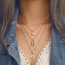 Bohemian Beach Style Multilayer Natural Sea Shell Pendant Necklaces Women Vintage Gold Chains Clavicle Necklace Jewelry YN220 2024 - buy cheap