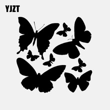 Yjzt 12.4cm * 12.5cm etiqueta do carro bonito dos desenhos animados borboleta vinil adesivo preto/prata C24-0145 2024 - compre barato