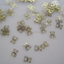 Adesivo metálico arte de unha com 100 peças, adesivo dourado fofo de urso, arte de unha, decoração, não-adesivo 2024 - compre barato