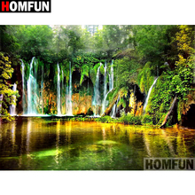 HOMFUN-pintura de diamante redondo/cuadrado completa, cuadro artesanal 5D, bordado de paisaje, punto de cruz, decoración 3D para el hogar, regalo A10134 2024 - compra barato