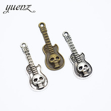 YuenZ 15pcs 2 colour Antique silver Plated Charms skull guitar Pendants for Jewelry Making DIY Handmade 32*11mm P123 2024 - buy cheap