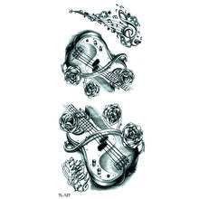 Водостойкие Временные татуировки для скрипки, мужские музыкальные татуировки хны, тату, наклейки для красоты, Детские татуировки для девочек 2024 - купить недорого