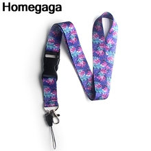 Homegaga Purple Flowers leaves Lanyards neck strap id badge phone holders necklace for keys badge holders webbing ribbons D2129 2024 - buy cheap