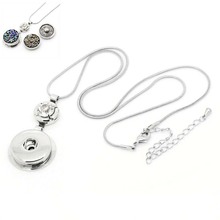 DIY Silver Tone Snake Chain Snap Necklace Lobster Clasp Pendant Charm Rhinestone 54cm Fit 18mm Snap Buttons DIY Jewelry Making 2024 - buy cheap