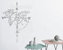 Mapa del mundo abstracto con flecha, calcomanía de pared, brújula, pegatinas de vinilo para sala de estar, calcomanía adhesiva extraíble creativa LR77 2024 - compra barato