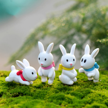 ZOCDOU 4 Pieces White Pink Rabbit Hare Coney Lapin Grassland Prairie China Small Statue Figurine Crafts Ornament DIY Miniatures 2024 - buy cheap