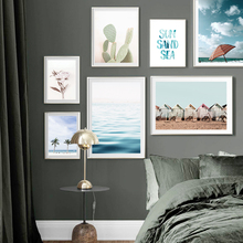 Cuadros de palmeras, arte de pared, pintura en lienzo de flores, Cactus, carteles e impresiones, paisaje marino de playa, Cuadros de pared modernos para sala de estar 2024 - compra barato