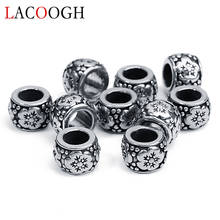 New Retro 6.5*9mm Stainless Steel 5mm Hole Spacer Beads Vintage Silver Round Ball Beads For Bracelets Necklace Jewelry Making 2024 - buy cheap