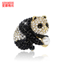 AINAMEISI Panda broches para las mujeres boda accesorio para bufandas negro blanco perla broche de diamante de imitación con diseño animal Pines de joyería 2018 2024 - compra barato