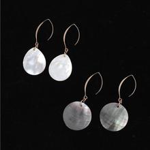 Round White Black  Butterfly Shell Dangle Earrings Gold Color Brincos Pendientes Jewelry for Women 2024 - buy cheap