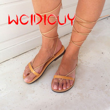 Women Sandals Multiple Cross-Strap tall knee high Bondage  Casual Summer Shoes Female Flat Sandals Beach Shoes 2024 - buy cheap