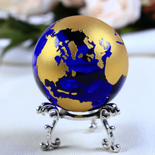 YUNGE 6 cm azul oro cristal tierra modelo Feng Shui cristal Globo de Cristal bola esfera adornos estatuilla decoración del hogar Accesorios 2024 - compra barato