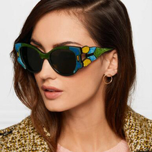 Cor bloco de olho gato óculos de sol feminino colorido quadro vintage retro óculos de sol luxo marca novo designer lunettes femme 2024 - compre barato