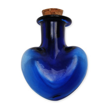 Blue glass drifting bottle with corks wishing bottle, trend heart shaped glass message vials 2024 - buy cheap