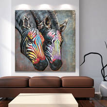 HDARTISAN modern art painting wall art picture abstract colorful zebra print on canvas for home decoration living room no frame 2024 - buy cheap